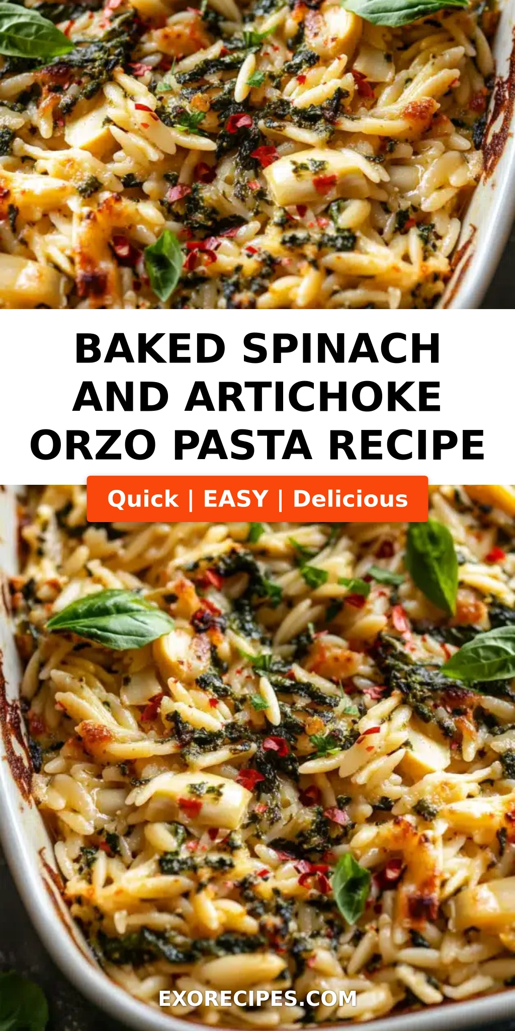Baked Spinach and Artichoke Orzo Pasta