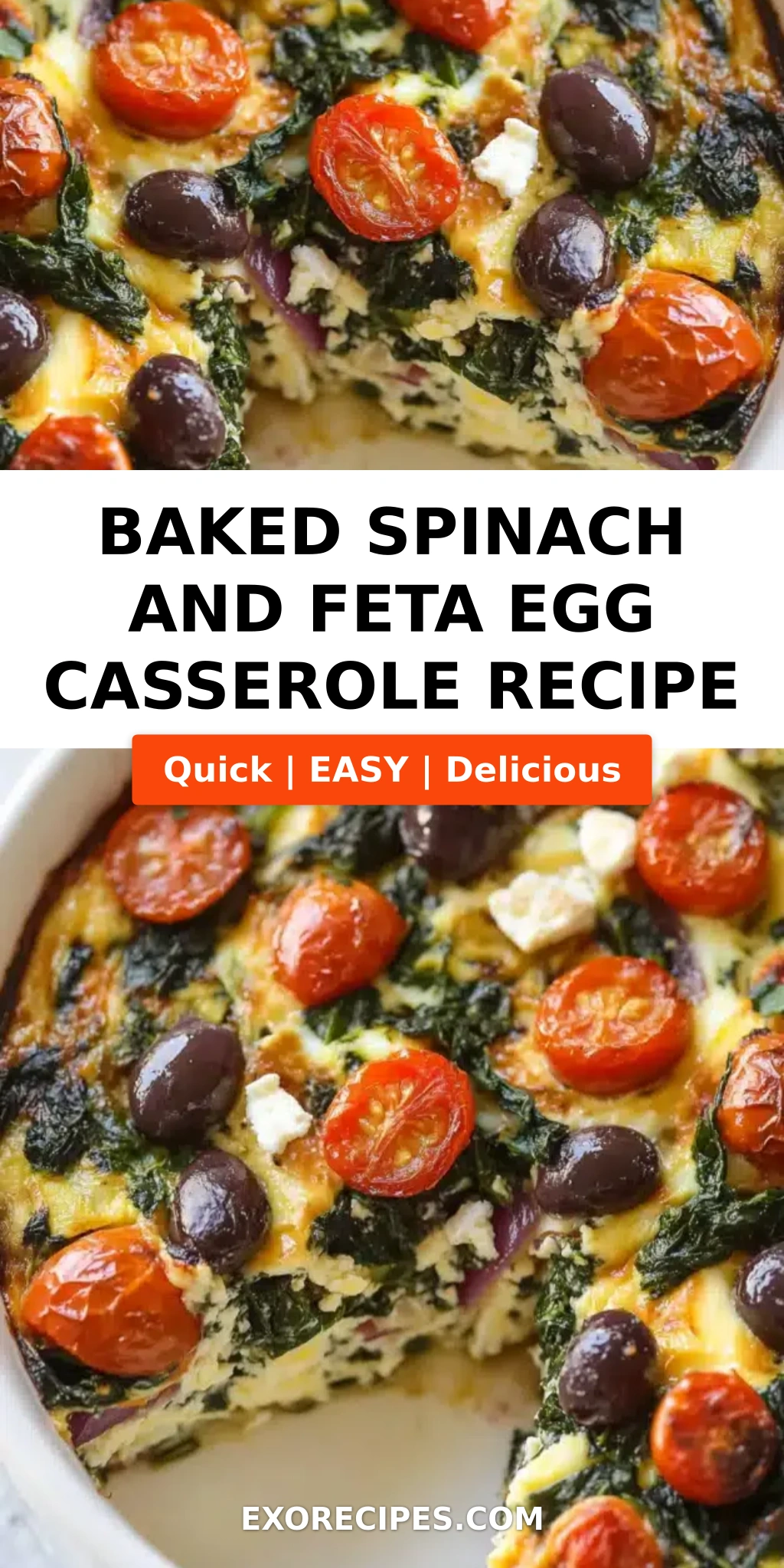 Baked Spinach and Feta Egg Casserole with Cherry Tomatoes