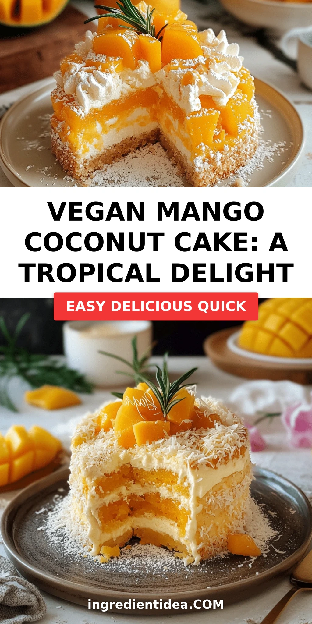 Vegan Mango Coconut Cake: A Tropical Delight