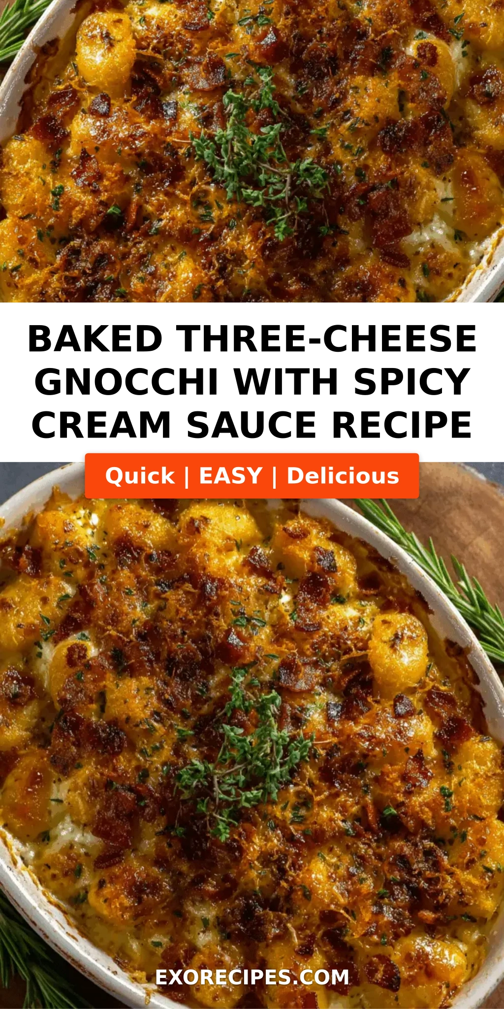 Baked Three-Cheese Gnocchi with Spicy Cream Sauce The Ultimate Comfort Dish