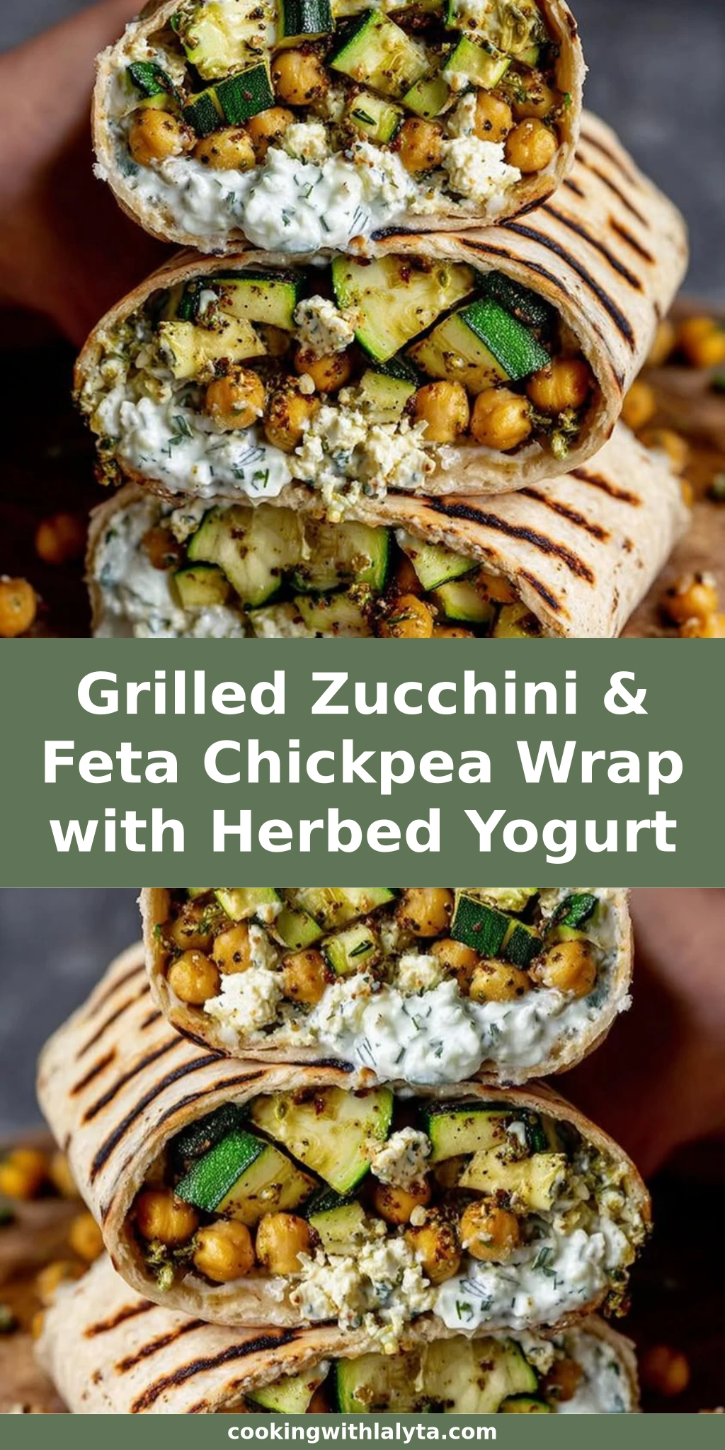 Grilled Zucchini & Feta Chickpea Wrap with Herbed Yogurt