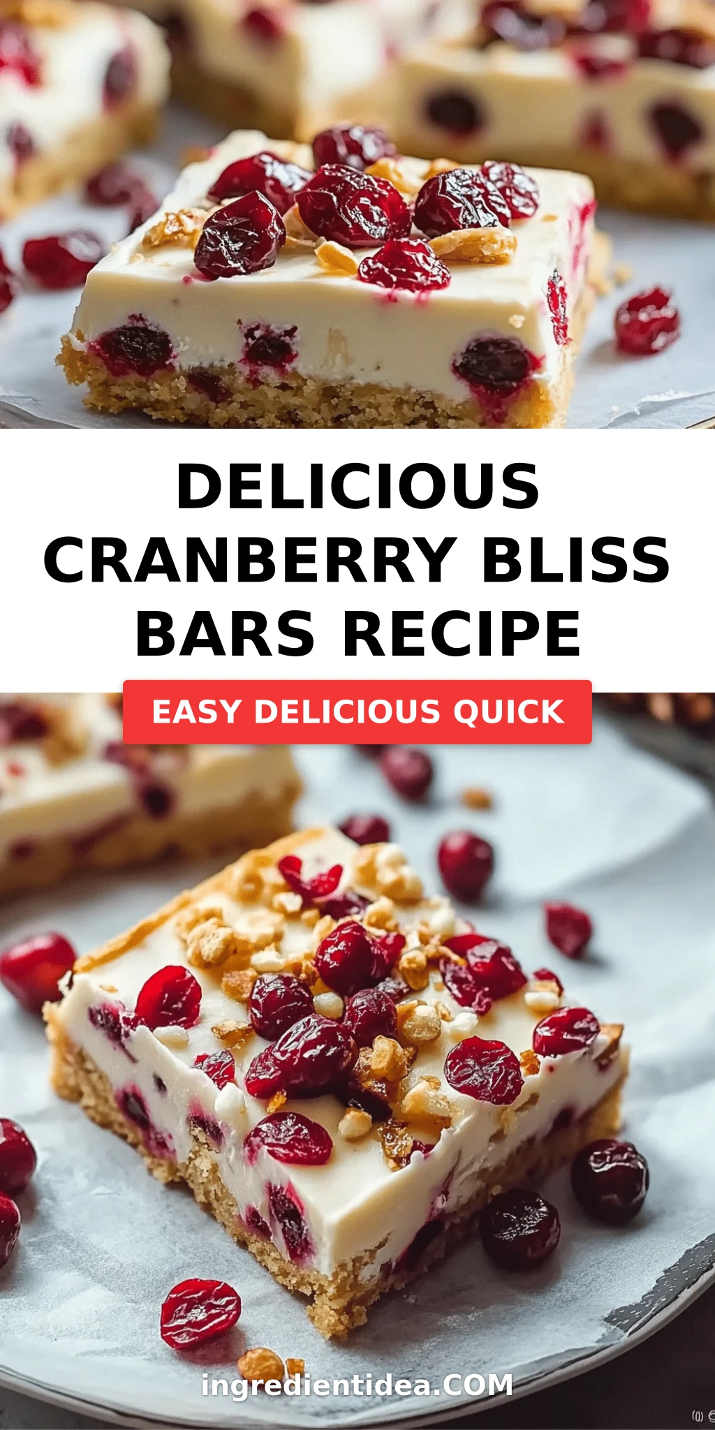 Delicious Cranberry Bliss Bars Recipe