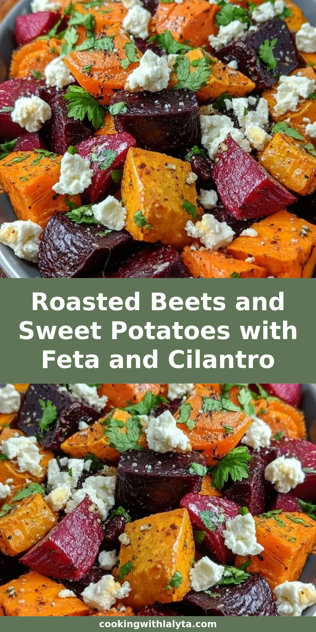 Roasted Beets and Sweet Potatoes with Feta and Cilantro