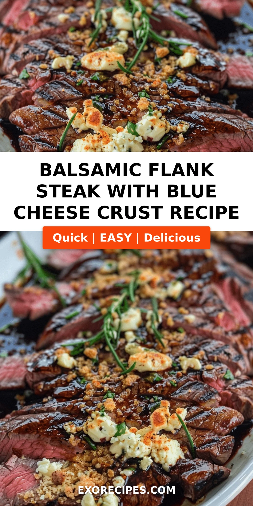 Balsamic Marinated Flank Steak with Blue Cheese Crust