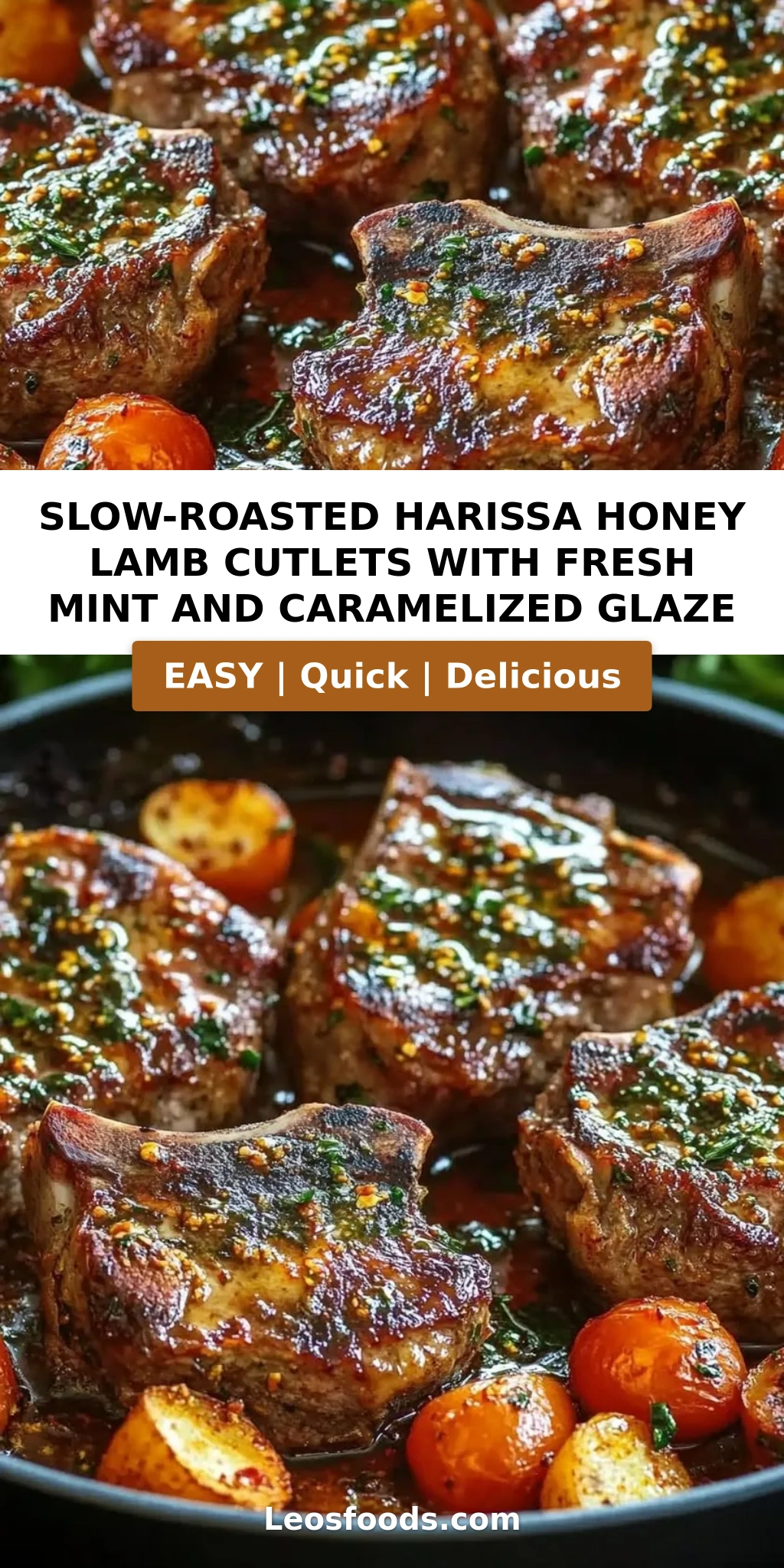 Slow-Roasted Harissa Honey Lamb Cutlets with Fresh Mint and Caramelized Glaze