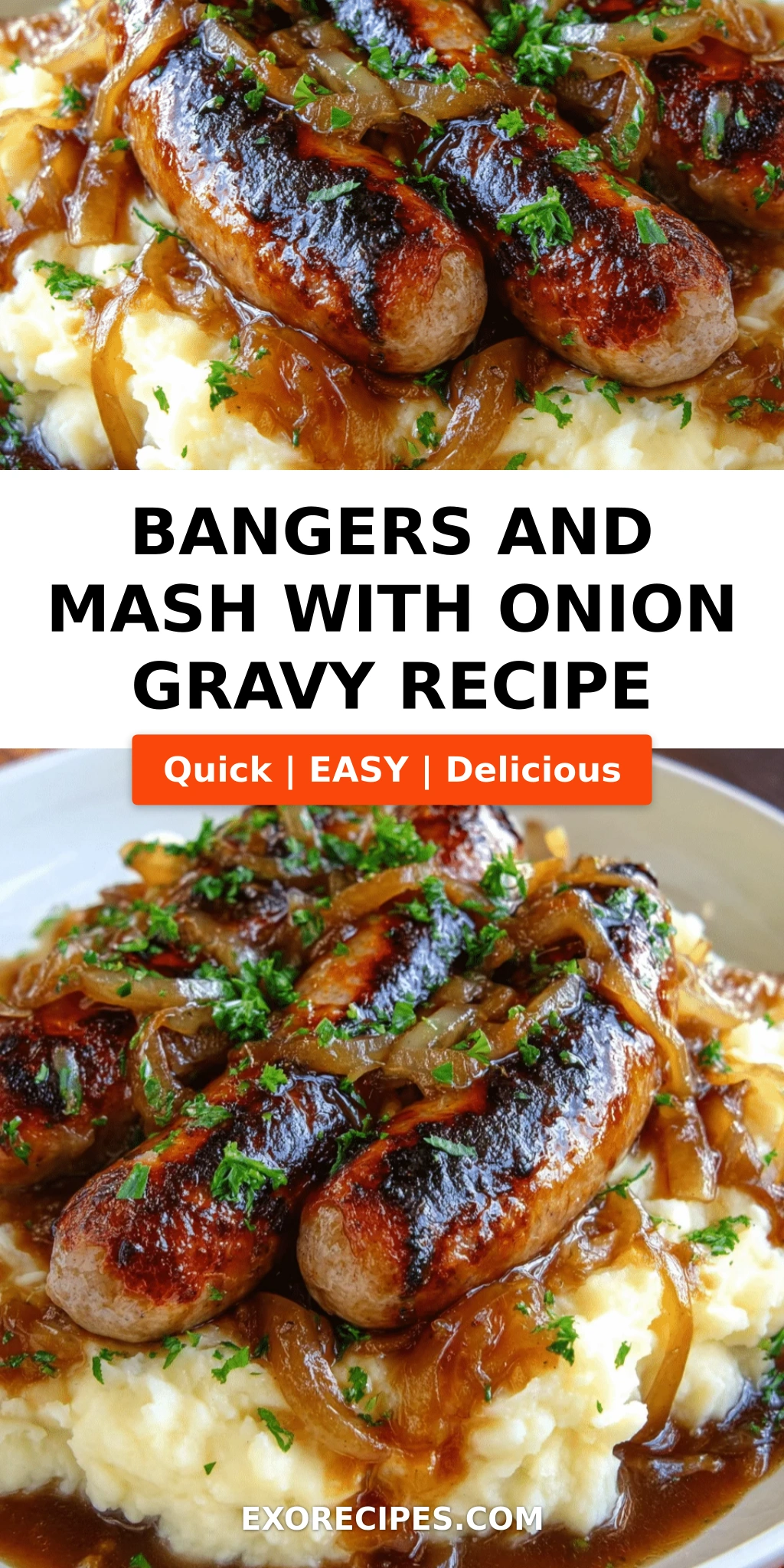 Bangers and Mash with Onion Gravy