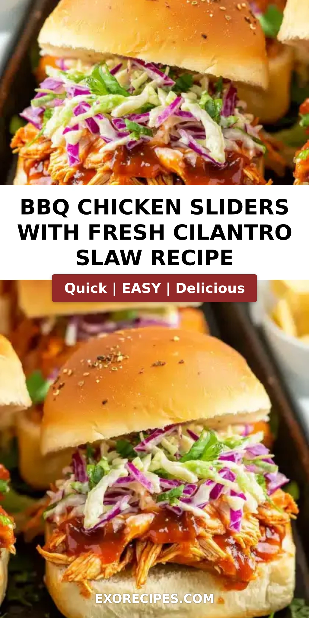 BBQ Chicken Sliders with Fresh Cilantro Slaw