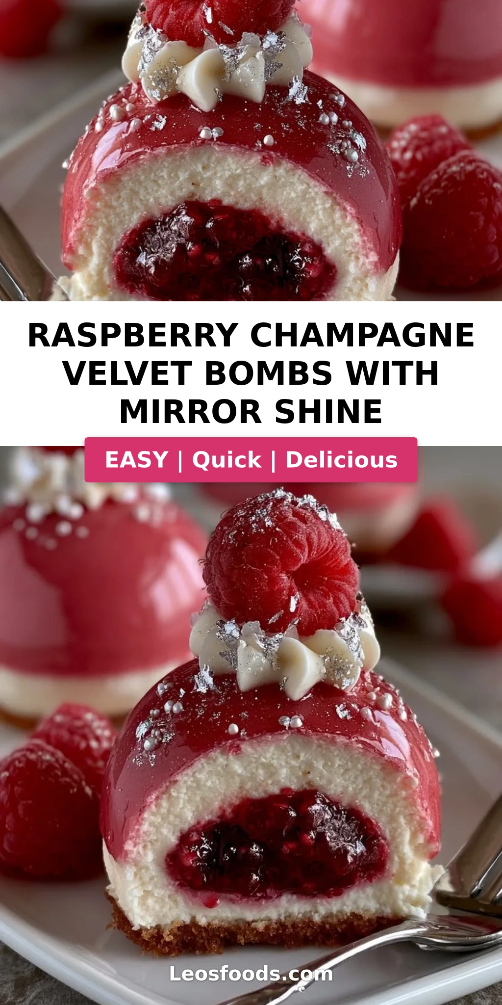 Raspberry Champagne Velvet Bombs with Mirror Shine