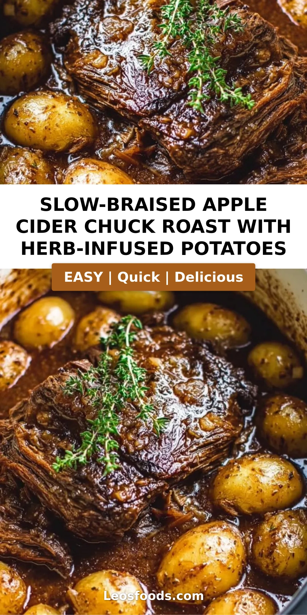 Slow-Braised Apple Cider Chuck Roast with Herb-Infused Potatoes