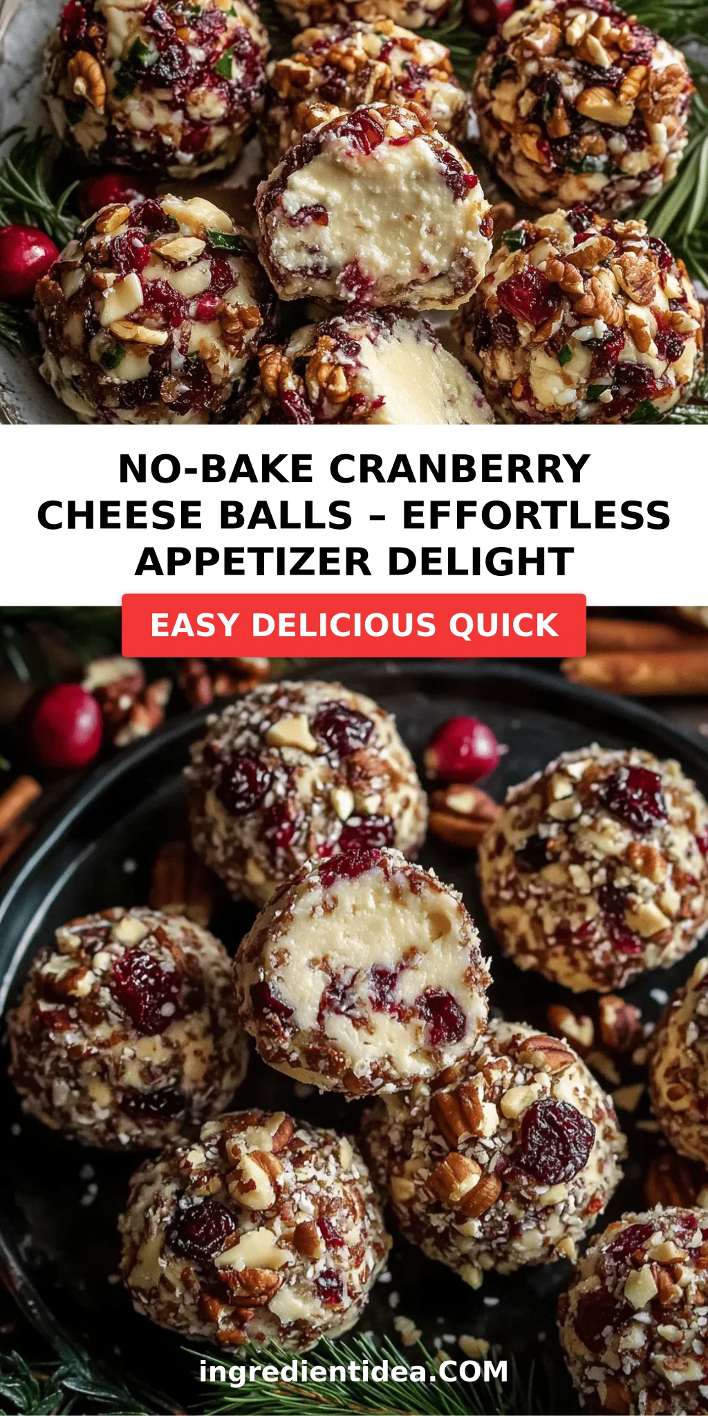 No-Bake Cranberry Cheese Balls – Effortless Appetizer Delight