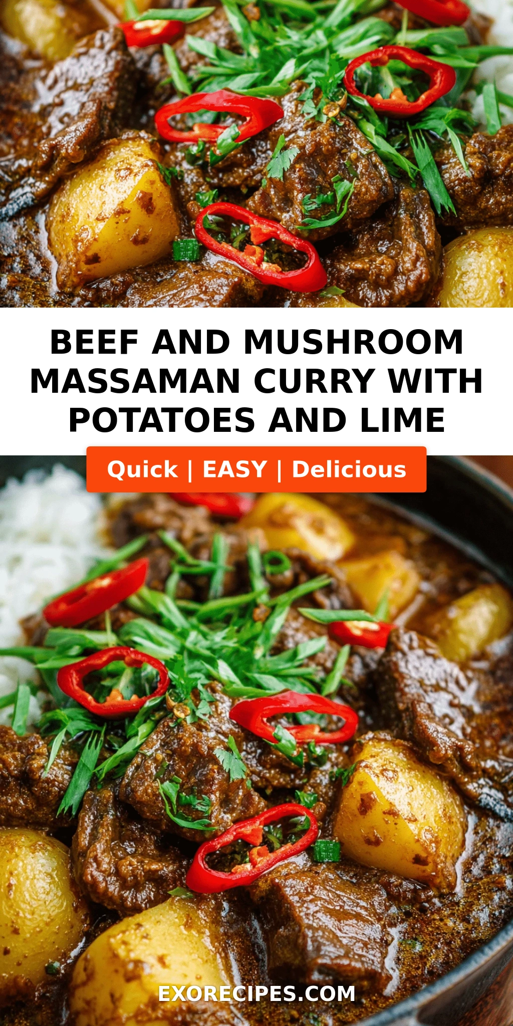 Beef and Mushroom Massaman Curry with Potatoes and Lime