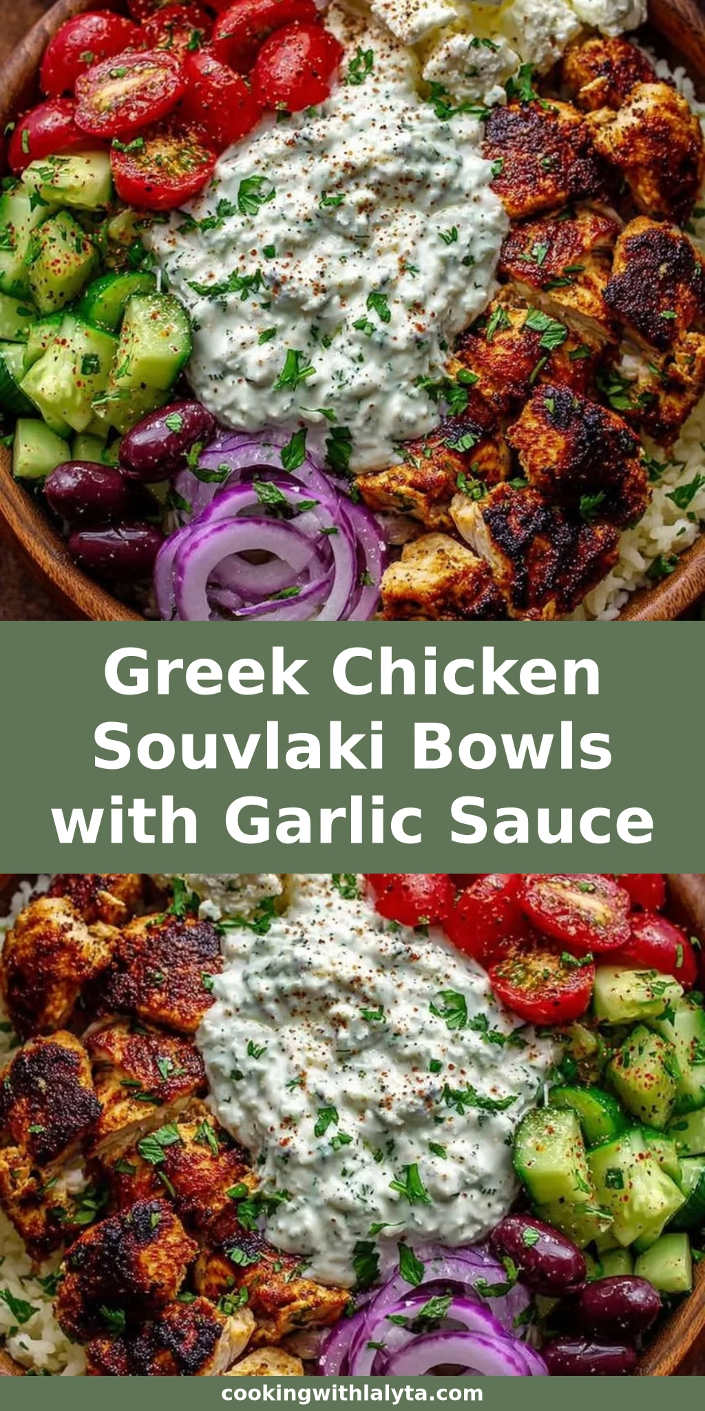 Greek Chicken Souvlaki Bowls with Garlic Sauce