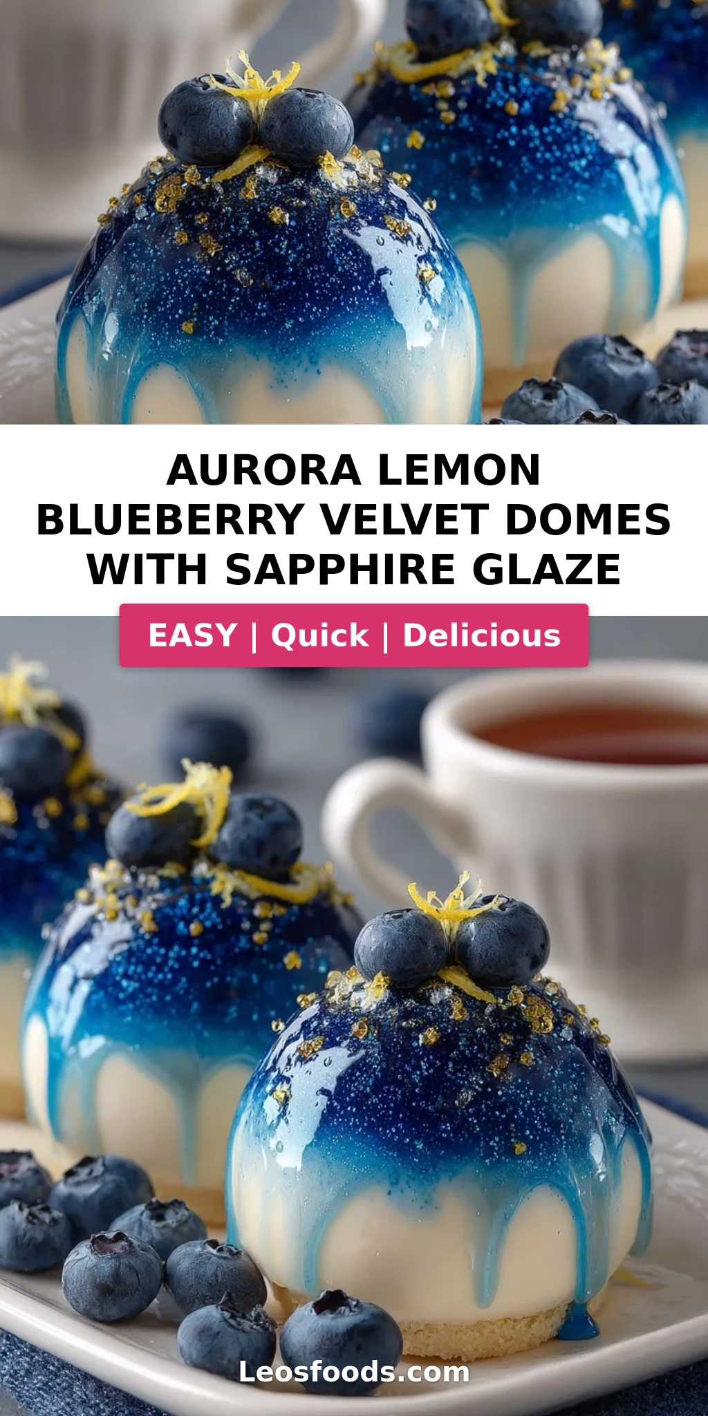 Aurora Lemon Blueberry Velvet Domes with Sapphire Glaze