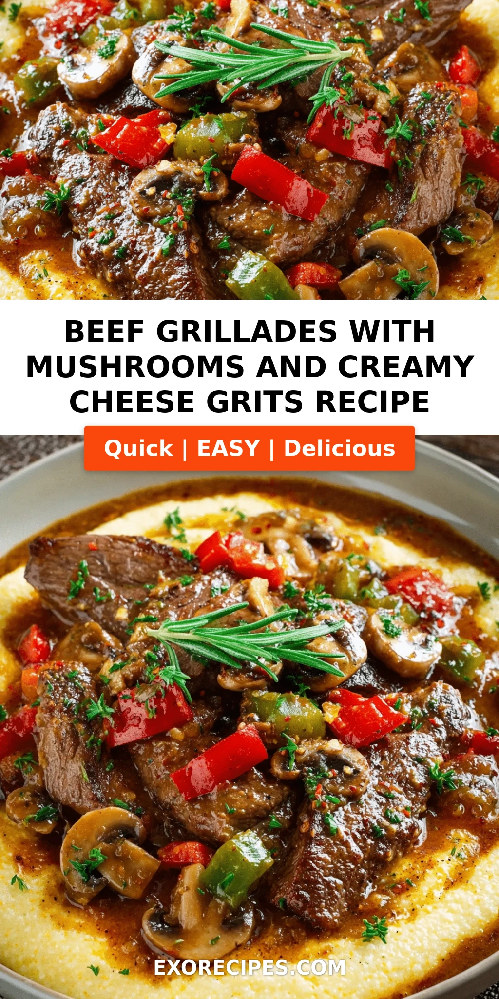 Beef Grillades with Mushrooms and Creamy Cheese Grits: A Soul-Warming Southern Classic Youll Crave Again and Again