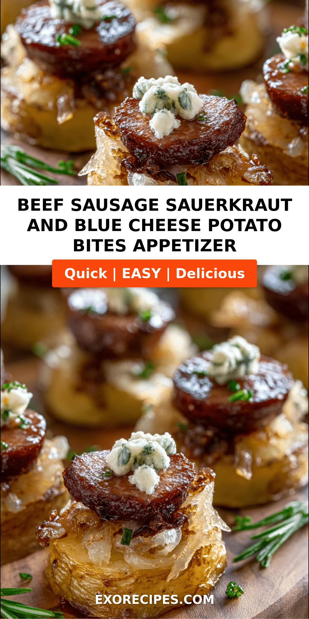 Beef Sausage, Sauerkraut & Blue Cheese Potato Bites A Flavor-Packed Appetizer Youll Crave Again and Again