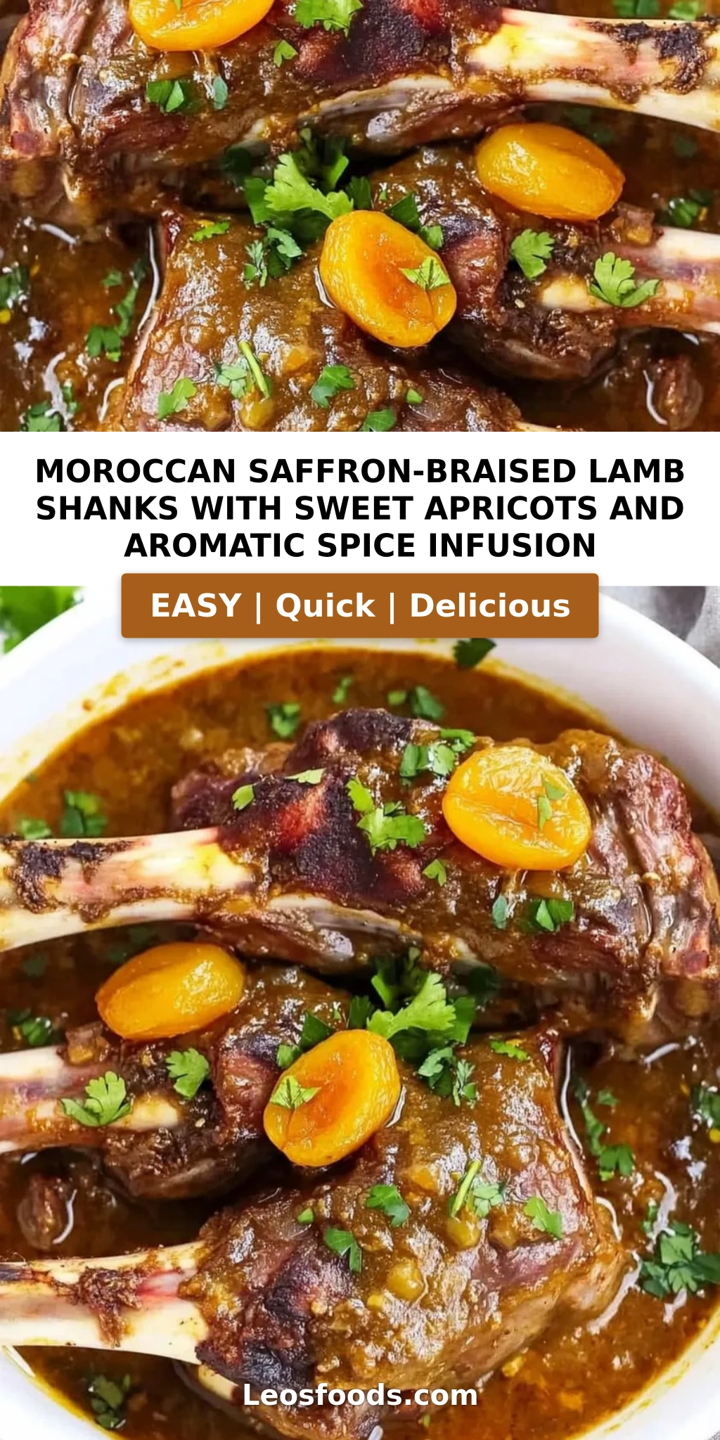 Moroccan Saffron-Braised Lamb Shanks with Sweet Apricots and Aromatic Spice Infusion