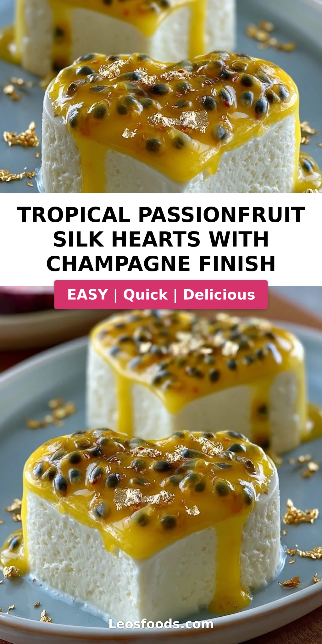 Tropical Passionfruit Silk Hearts with Champagne Finish