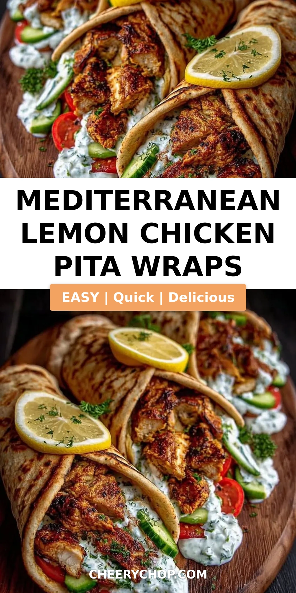 Mediterranean Lemon Chicken Pita Wraps