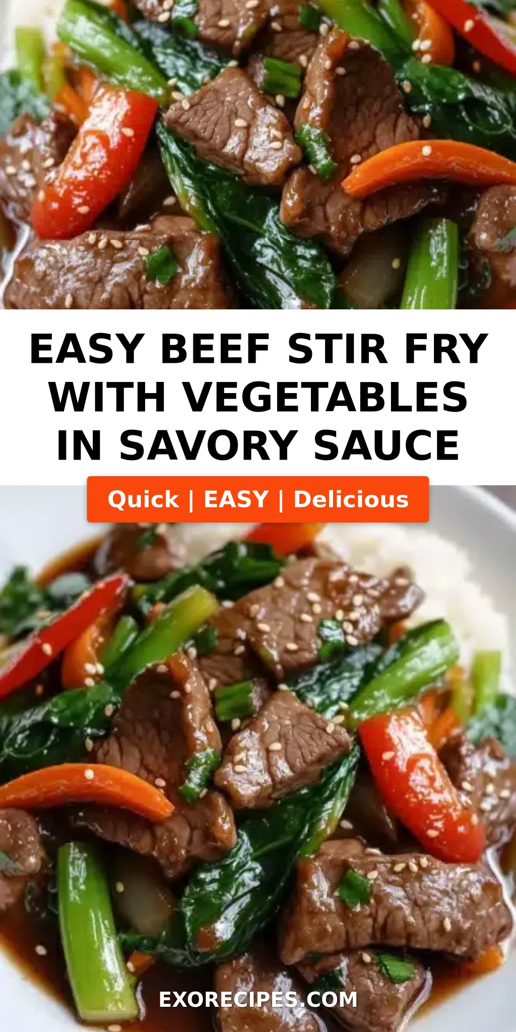 Beef Stir Fry with Vegetables in Savory Sauce
