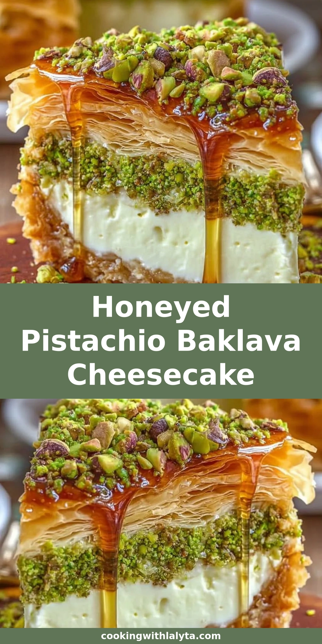 Honeyed Pistachio Baklava Cheesecake