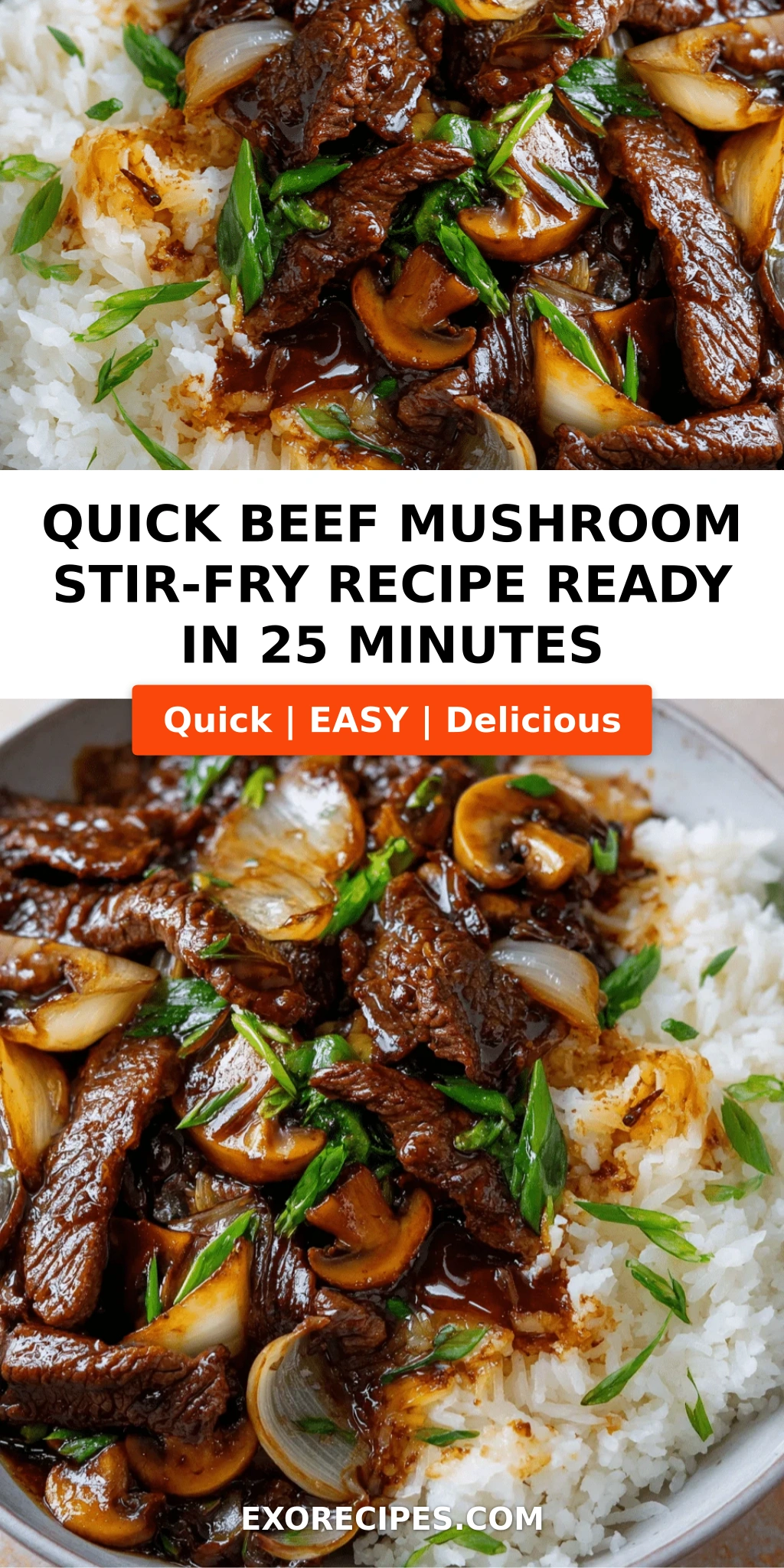 Beef, Onion & Mushroom Stir-Fry Over Rice for a Fast, Savory Dinner