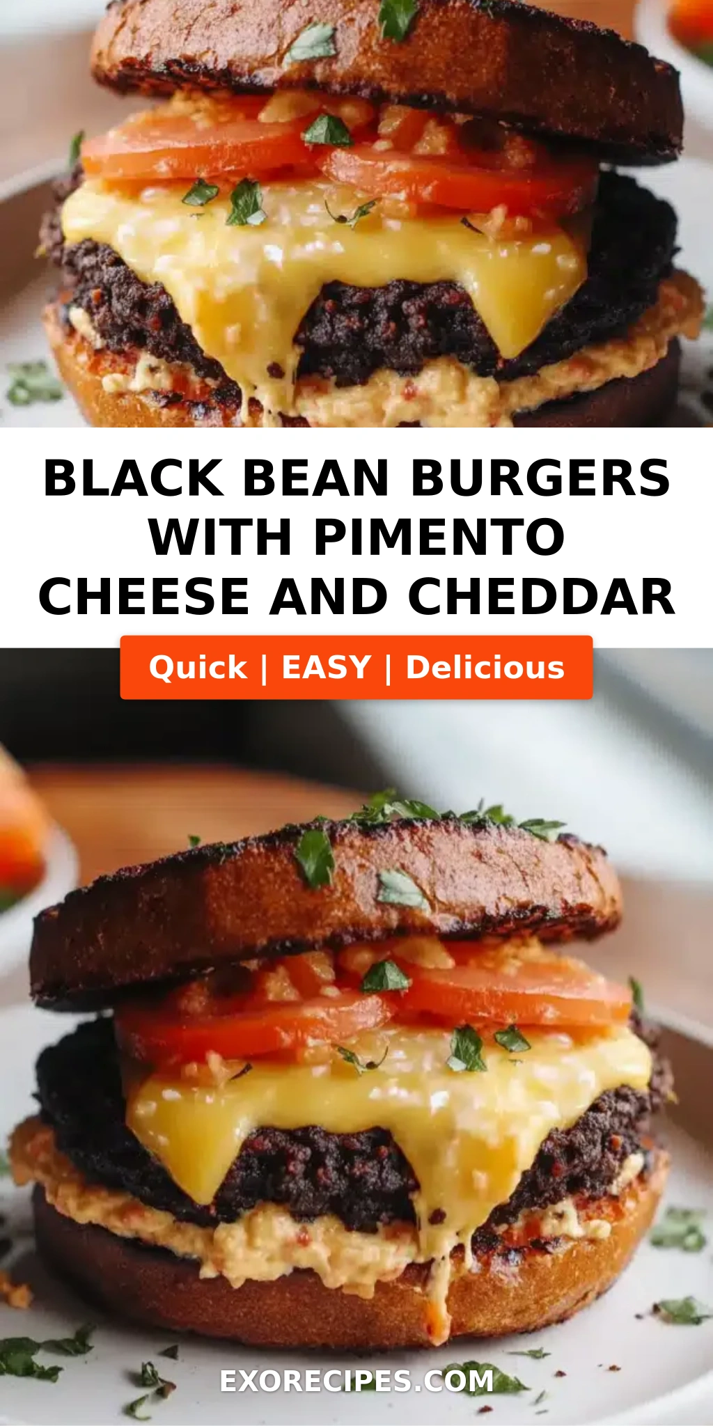 Black Bean Burgers with Pimento Cheese and Cheddar