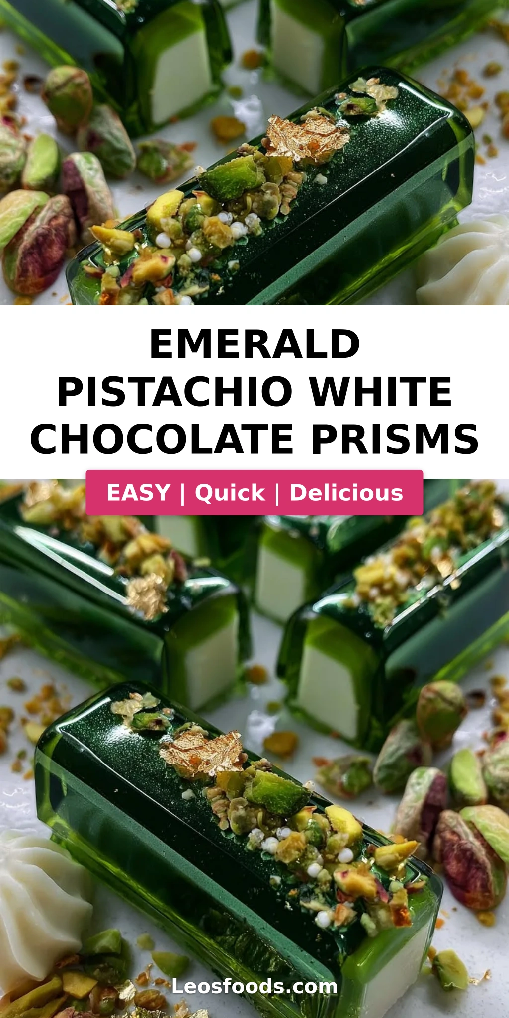 Emerald Pistachio White Chocolate Prisms