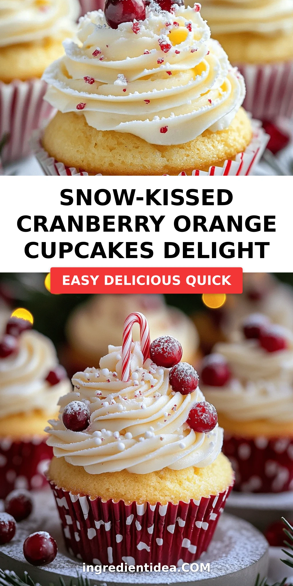 Snow-Kissed Cranberry Orange Cupcakes Delight