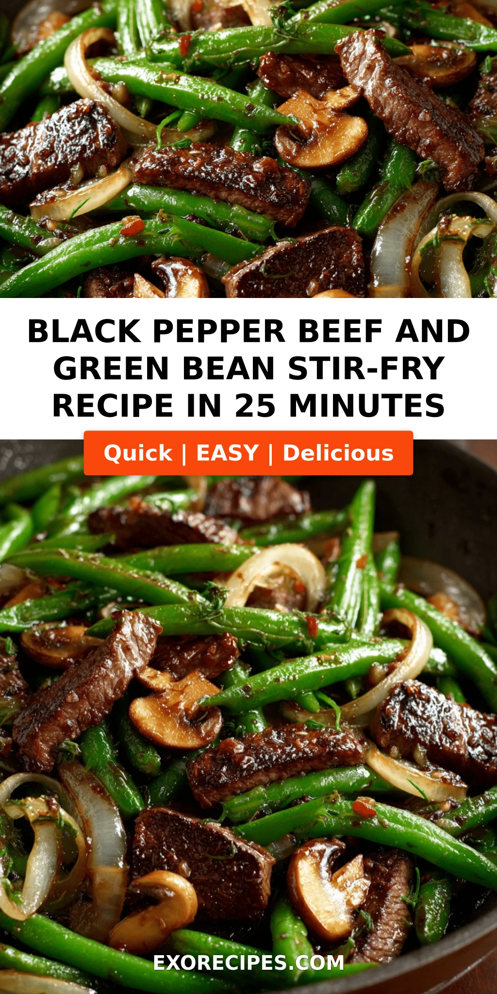 Black Pepper Beef, Mushroom & Green Bean Stir-Fry