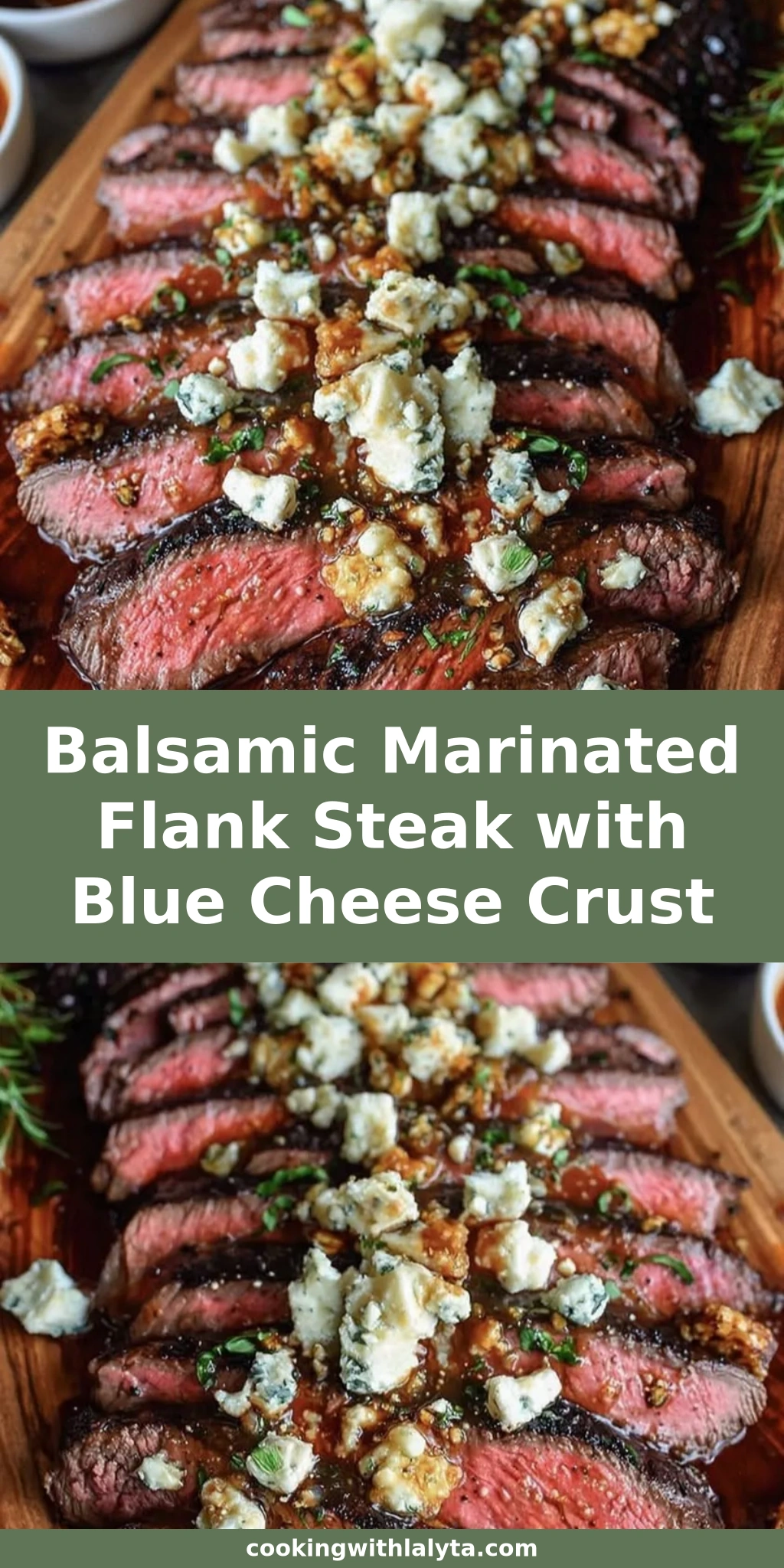 Balsamic Marinated Flank Steak with Blue Cheese Crust