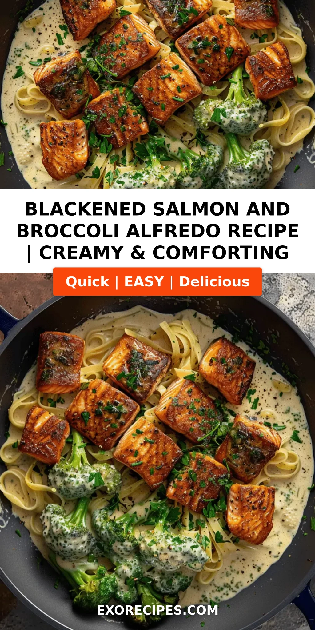 Blackened Salmon and Broccoli Alfredo