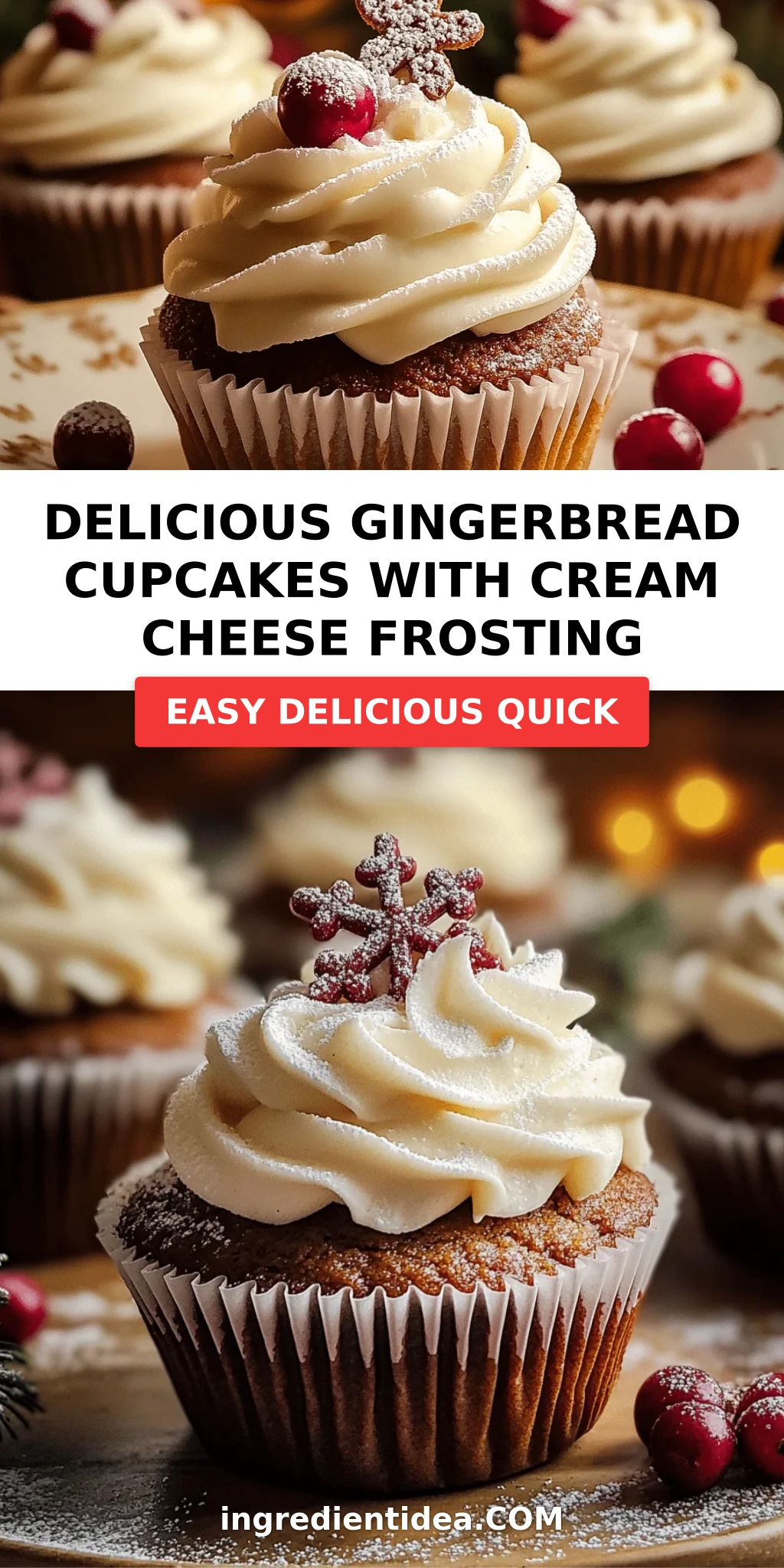 Delicious Gingerbread Cupcakes with Cream Cheese Frosting
