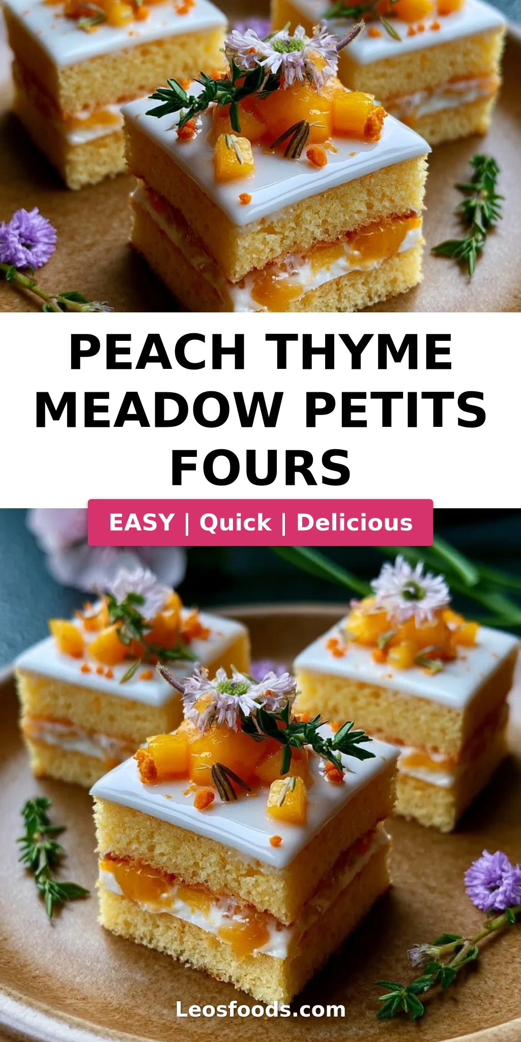 Peach Thyme Meadow Petits Fours