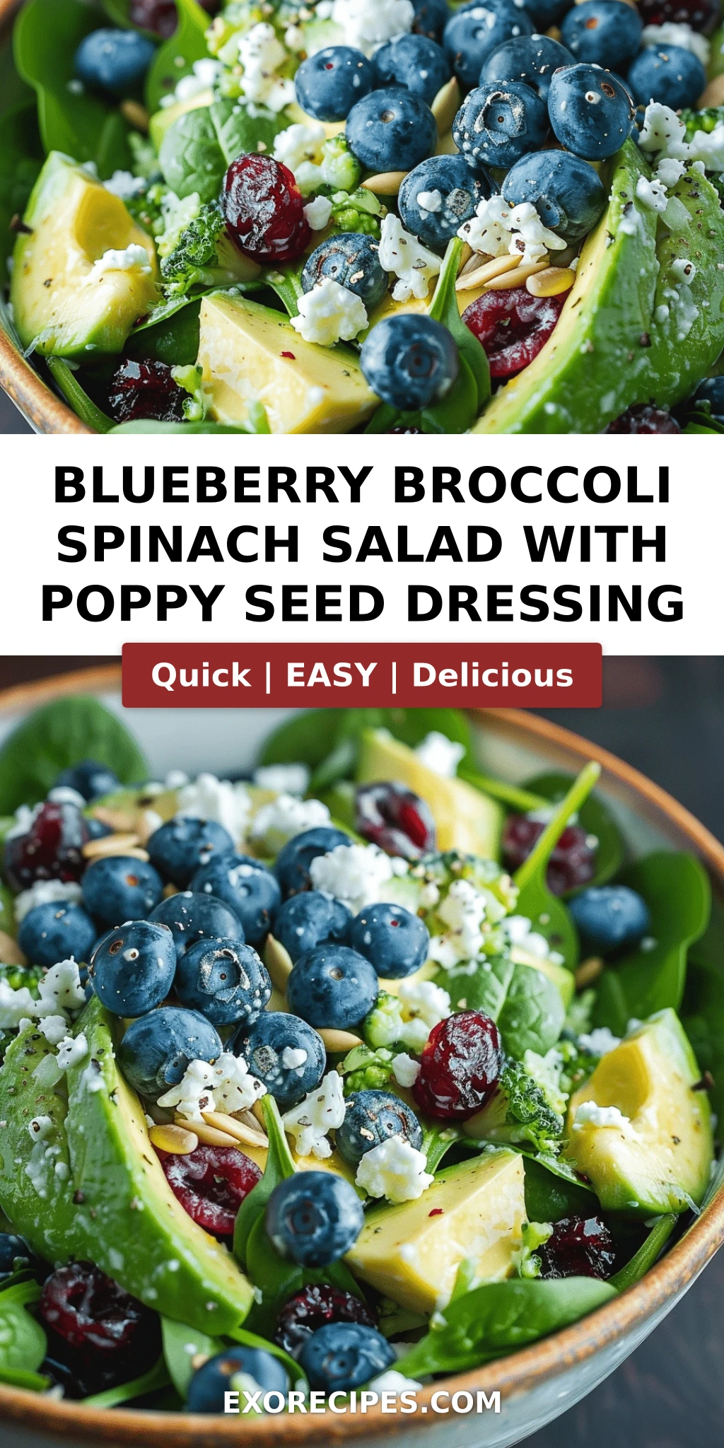 Blueberry Broccoli Spinach Salad