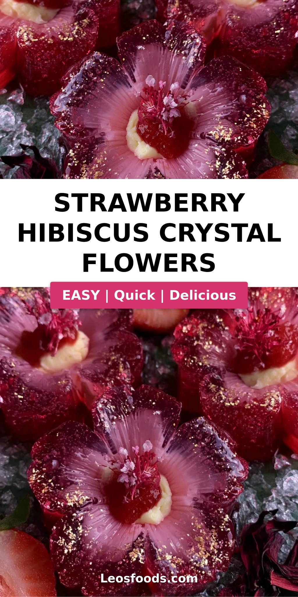 Strawberry Hibiscus Crystal Flowers