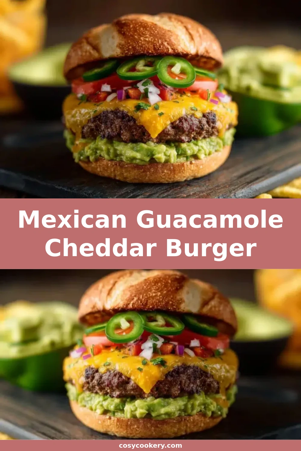 Mexican Guacamole Cheddar Burger