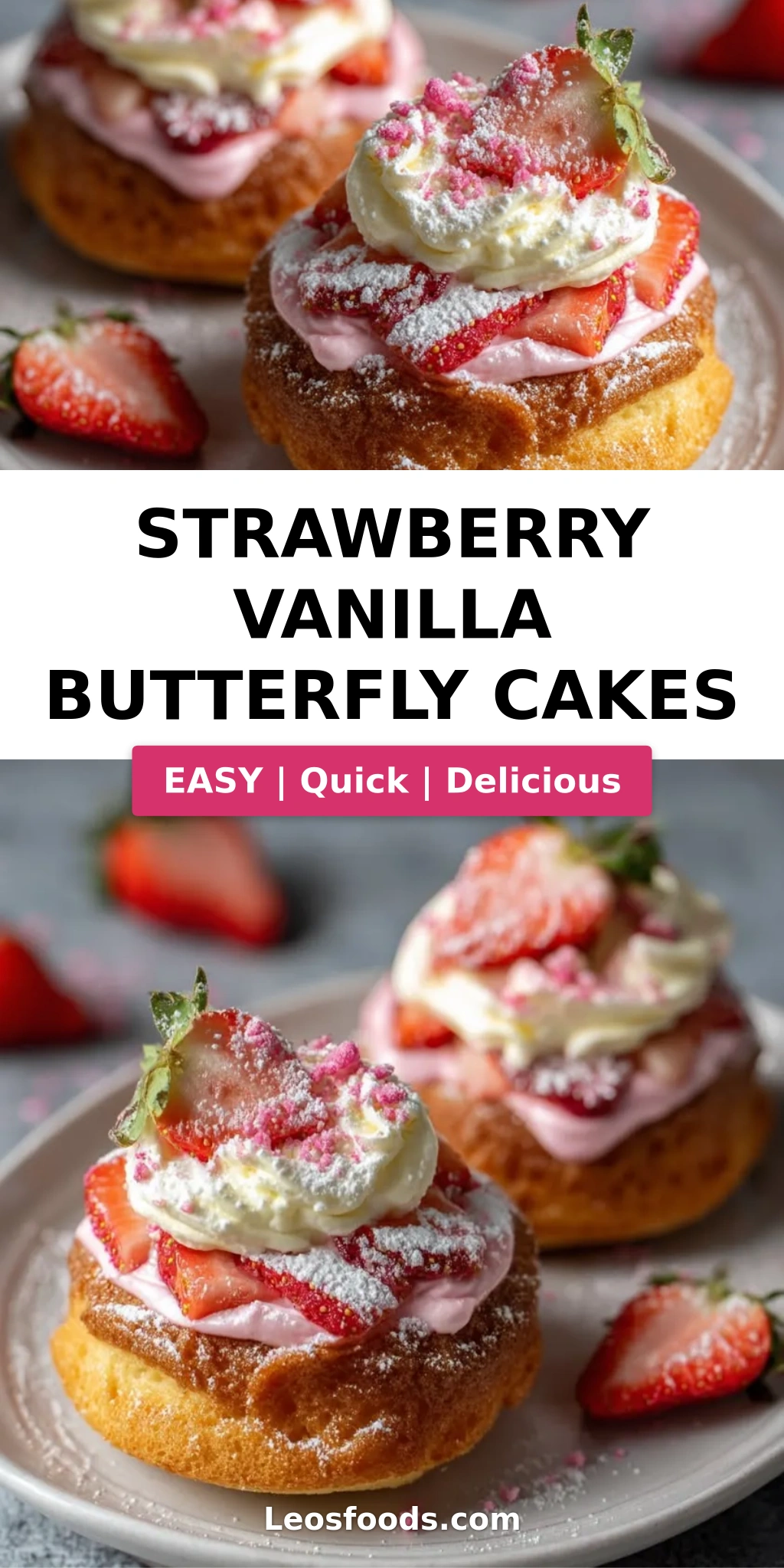 Strawberry Vanilla Butterfly Cakes