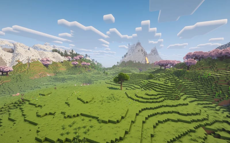 Cherry Blossom Plains Valley Minecraft seed screenshot