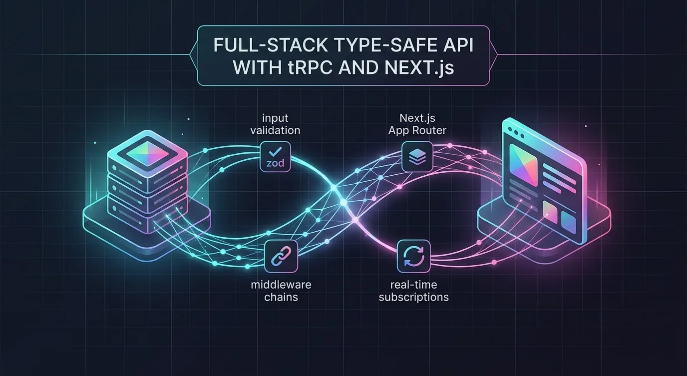 Type-safe API chain connecting client components to server procedures