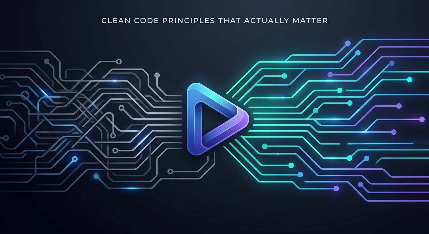 Side-by-side code comparison showing messy versus clean function implementations