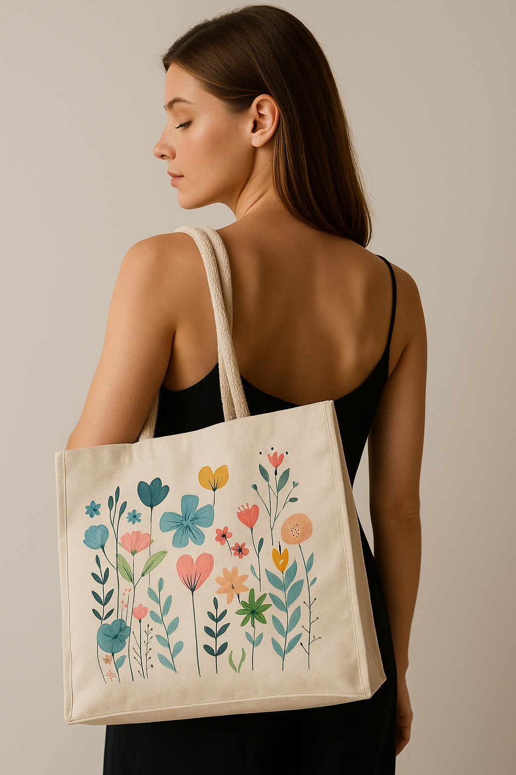 Handpainted Canvas Tote Bag – Artistic Sustainable Statement — alternate view