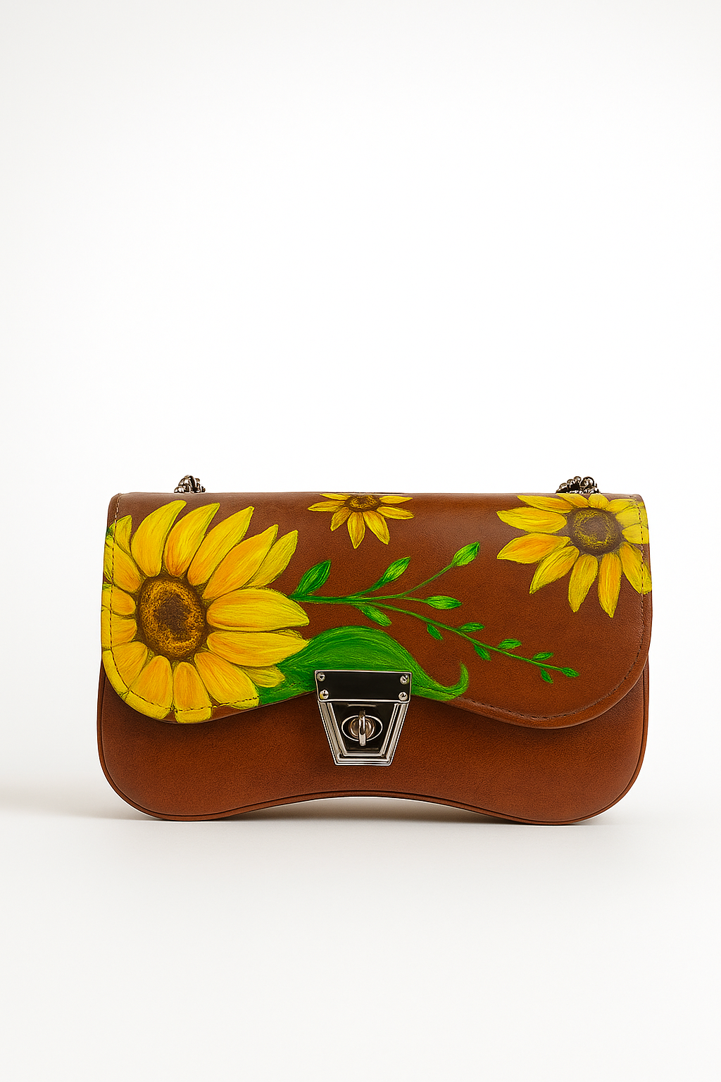 Luxury Floral Handpainted Faux Leather Clutch Bag