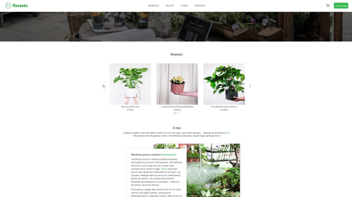 Screenshot of the homepage