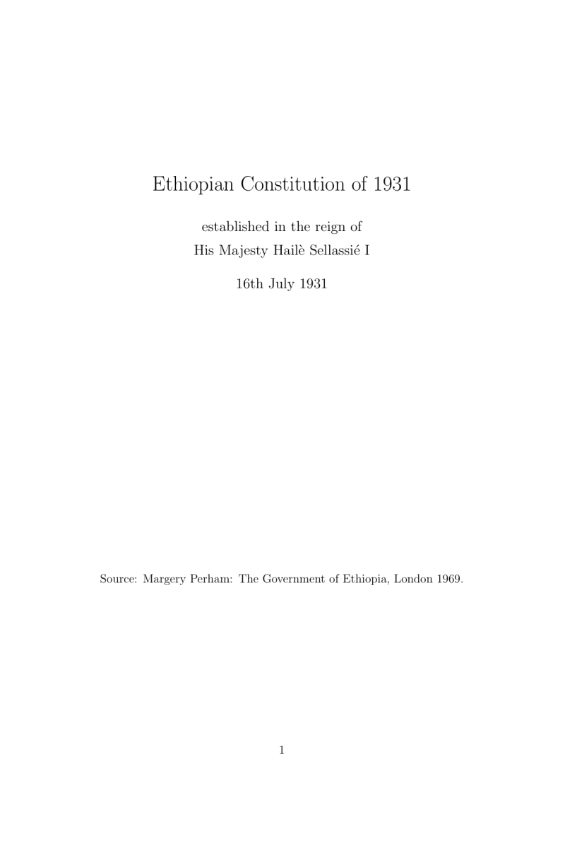 Ethiopian Constitution of 1931