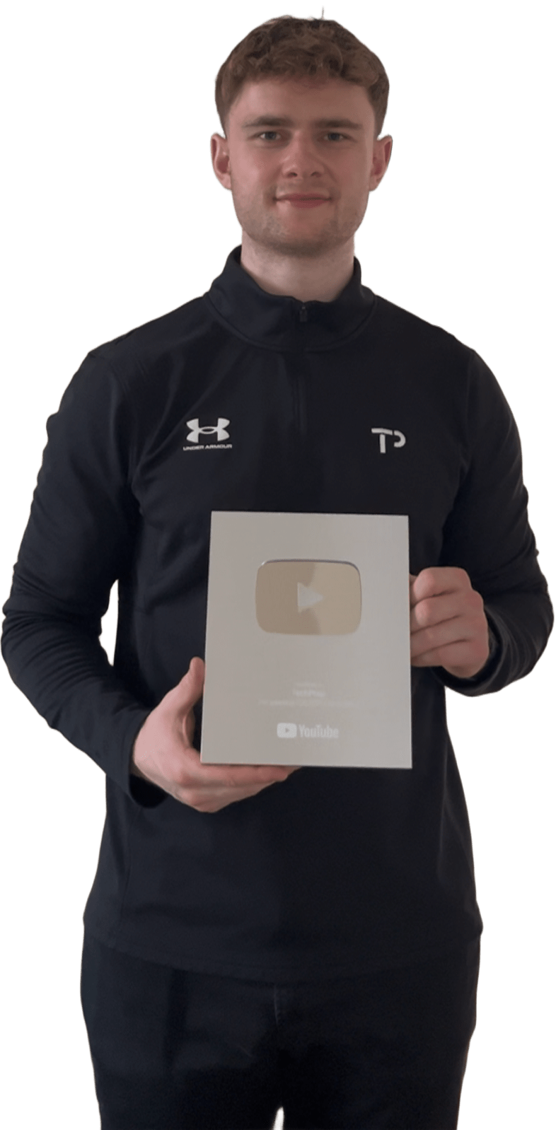Eoin, founder of TechPrep, holding a YouTube Creator Award