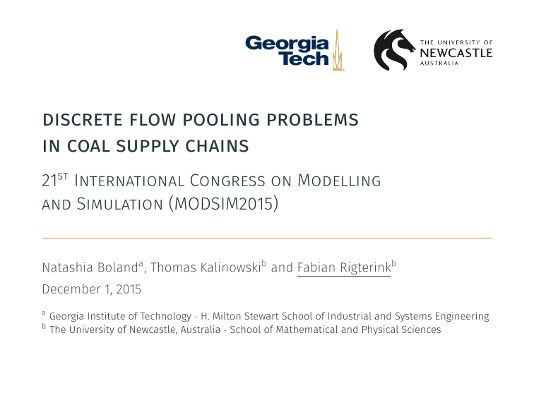 Discrete flow pooling problems in coal supply chains