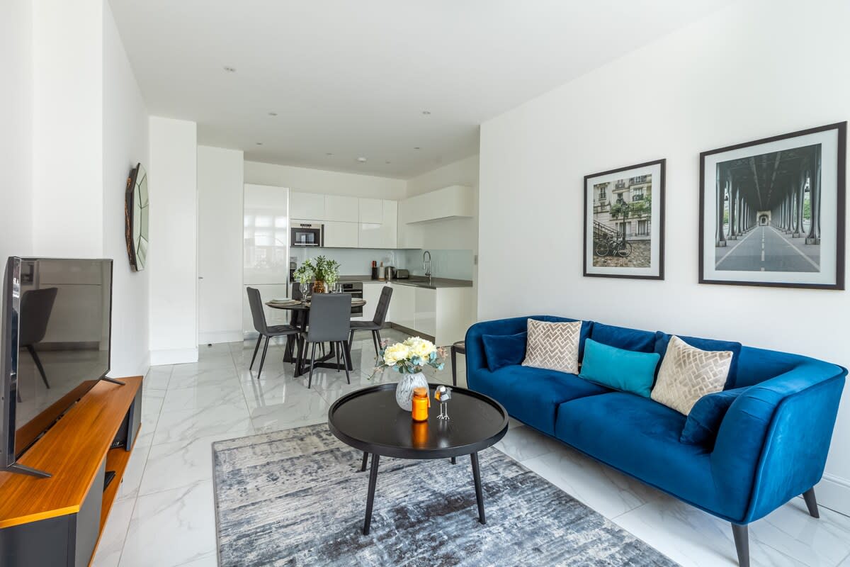 Living room through to kitchen