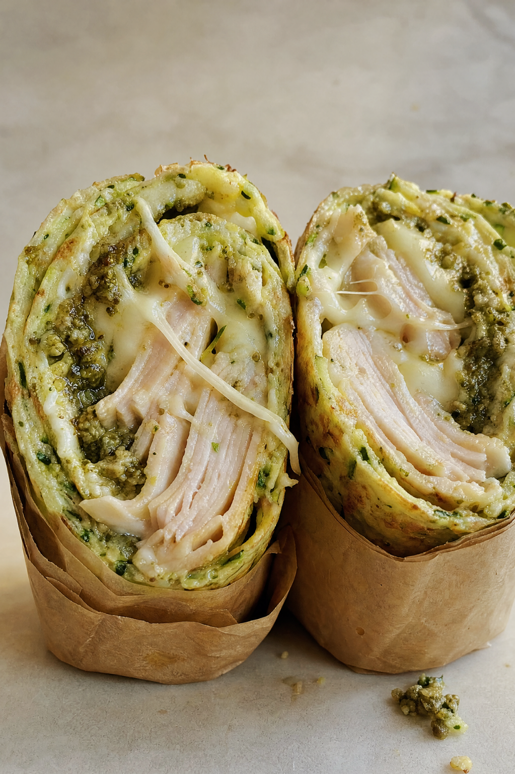 Wrap de courgette poulet & pesto