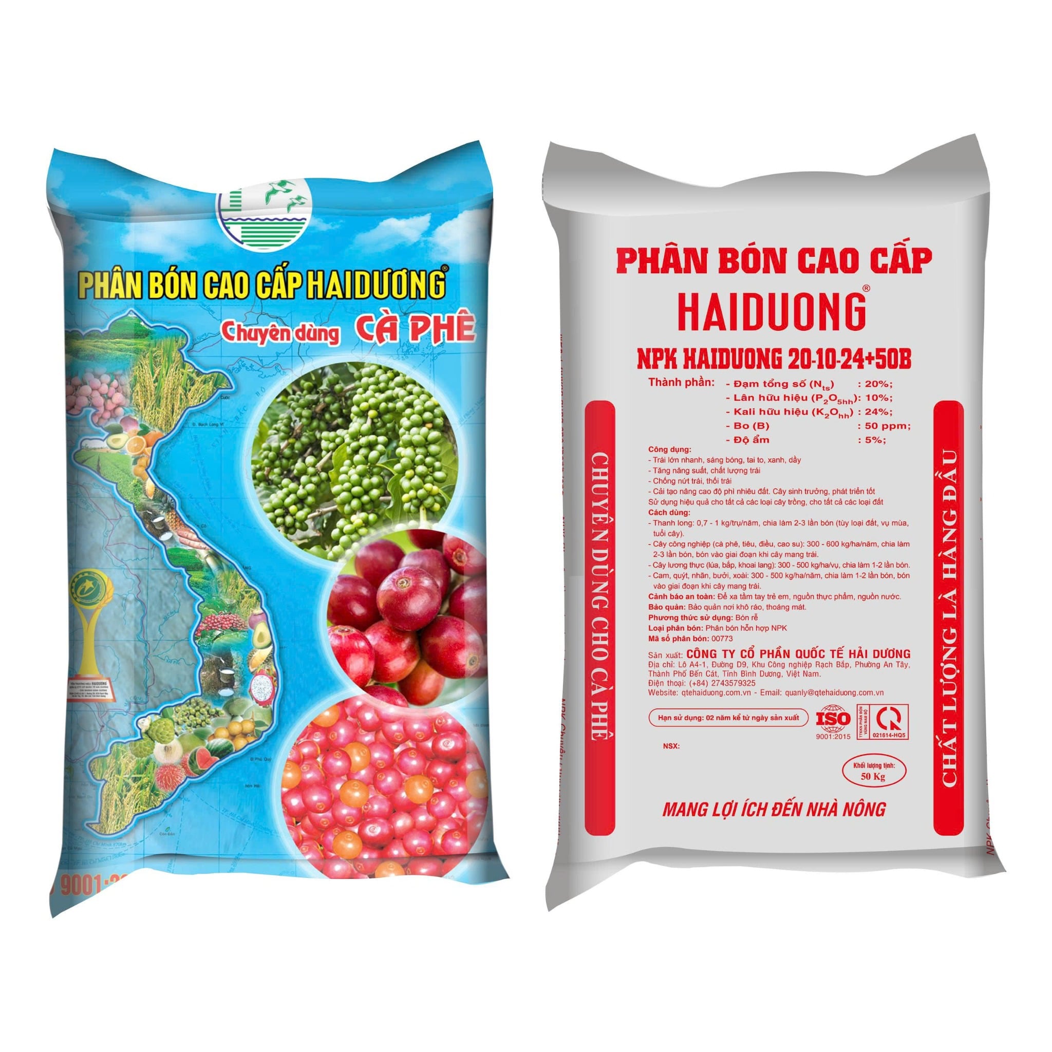 NPK HaiDương 20-10-24+50B (Chuyên Cà Phê)
