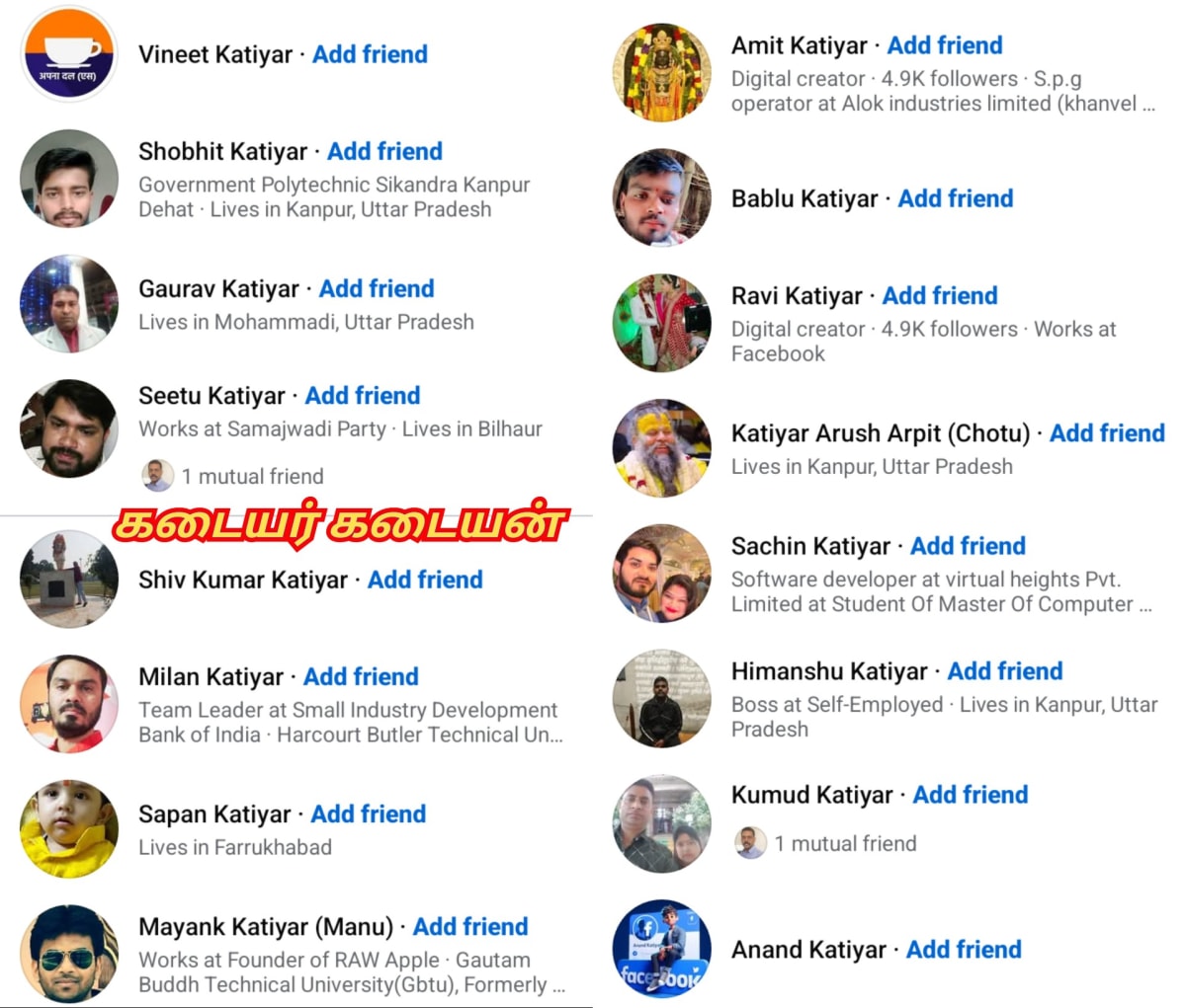 North India Kurmi Kudumbar Kadaiyar Kadayan Pallar Mallar | வட இந்தியா குடும்பர் குர்மி கடையர் கடையன் பள்ளர் மள்ளர்